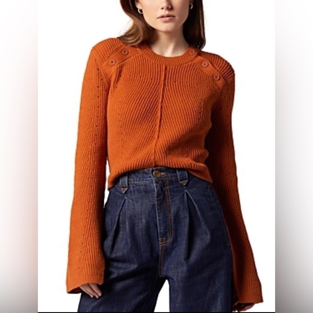 NWT | JOIE Ciaran Long Wide Slit Sleeve Knit Sweater in Pumpkin Cinnamon Copper